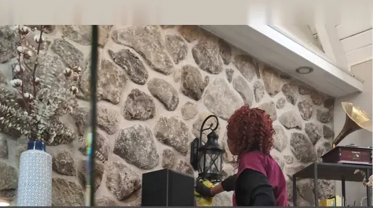 Personne de dos qui nettoie un mur